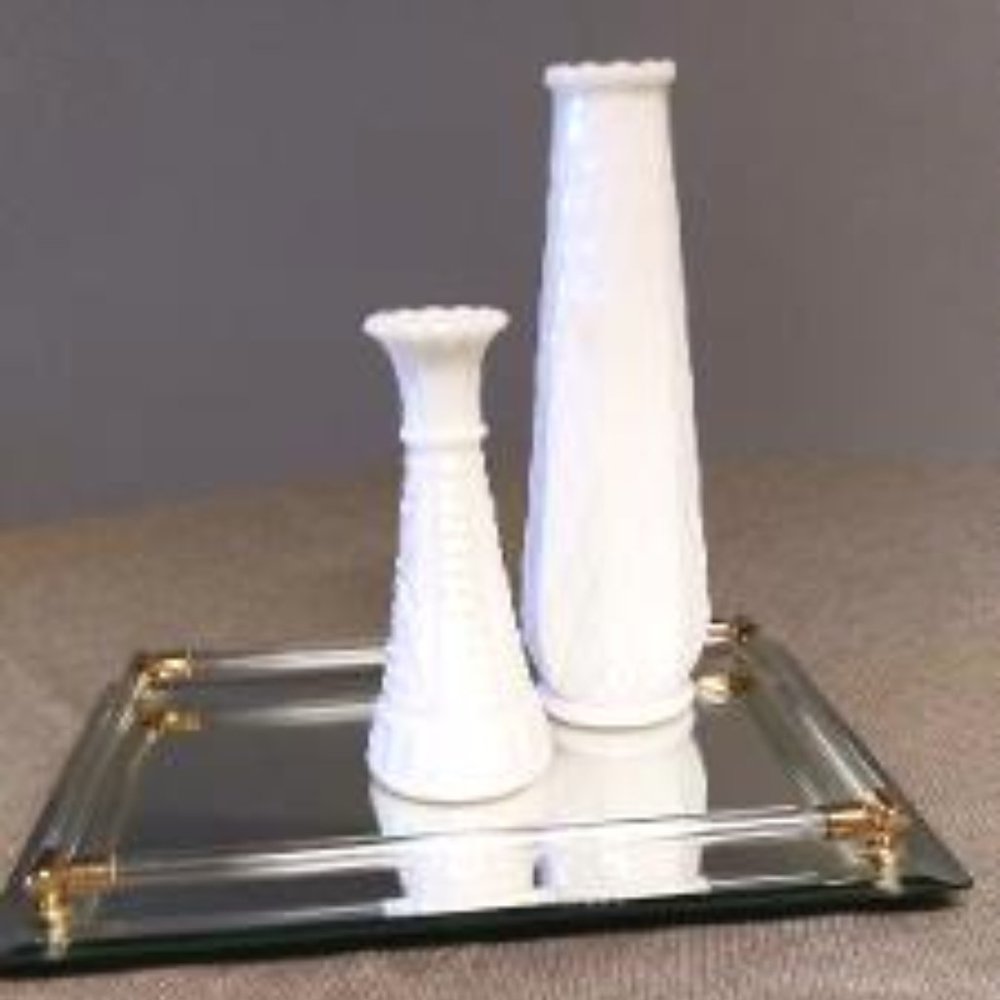 Pair Of Milk Glass Bud Vases